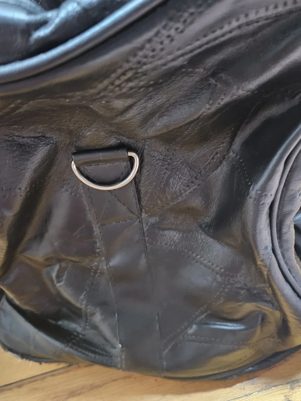 Black Leather Travel Duffel Bag